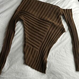 Fashion Nova Chocolate Off-Shoulder Sweater